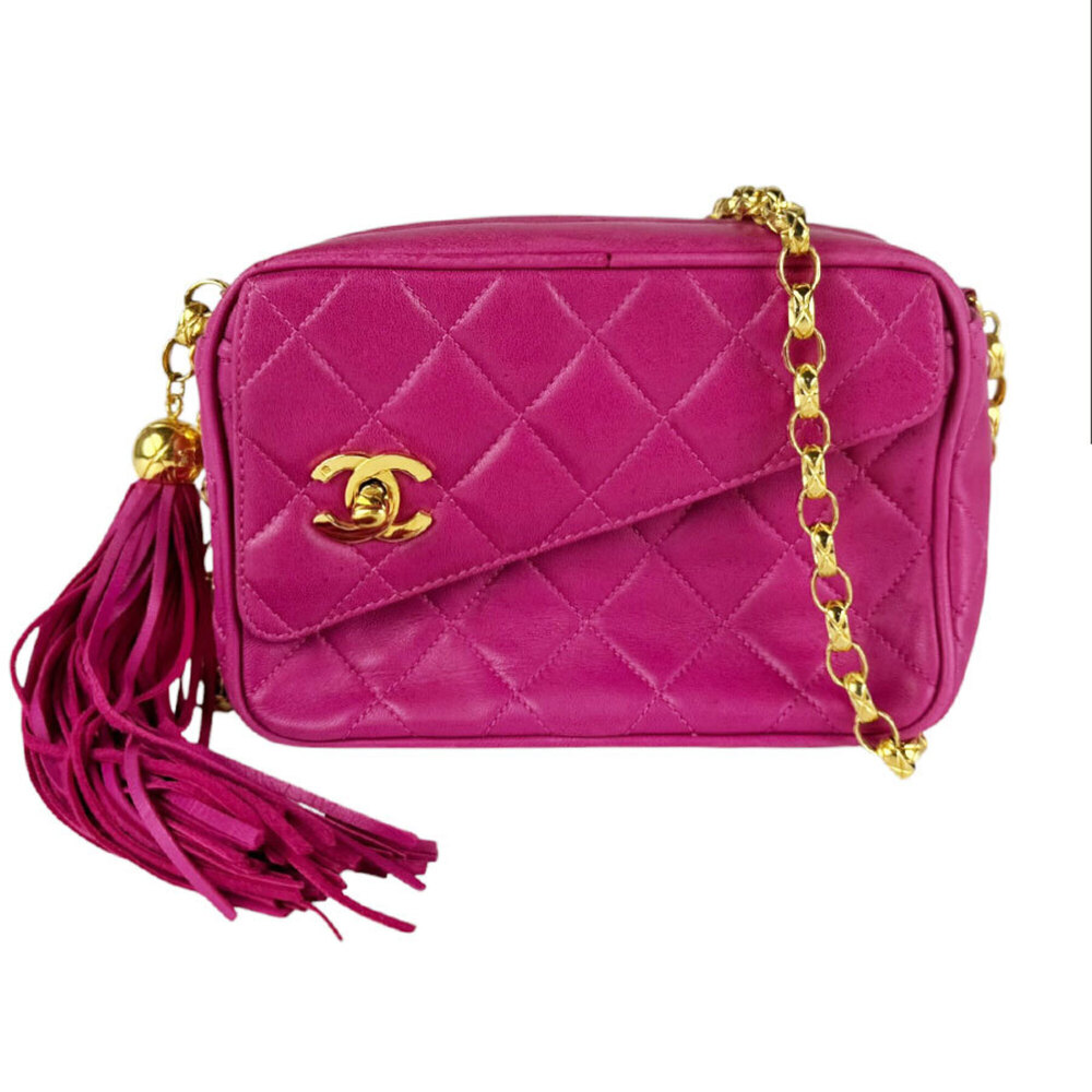 Chanel CHANEL Shoulder Bag Lambskin Magenta Gold Women's z10993